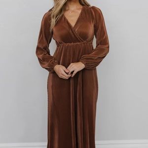 Baltic Born Venus pleated maxi dress size small in bronze
